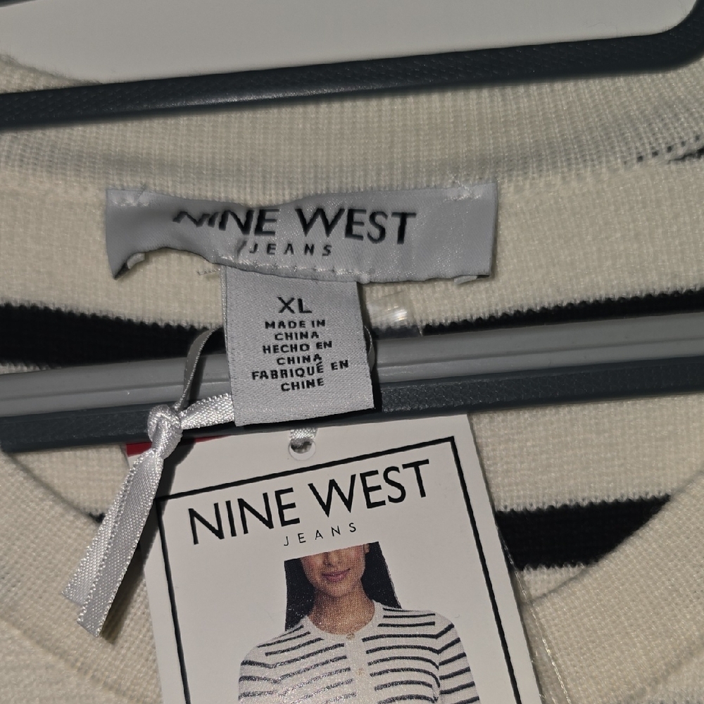 Nine West Black and White Cardigan Sweater